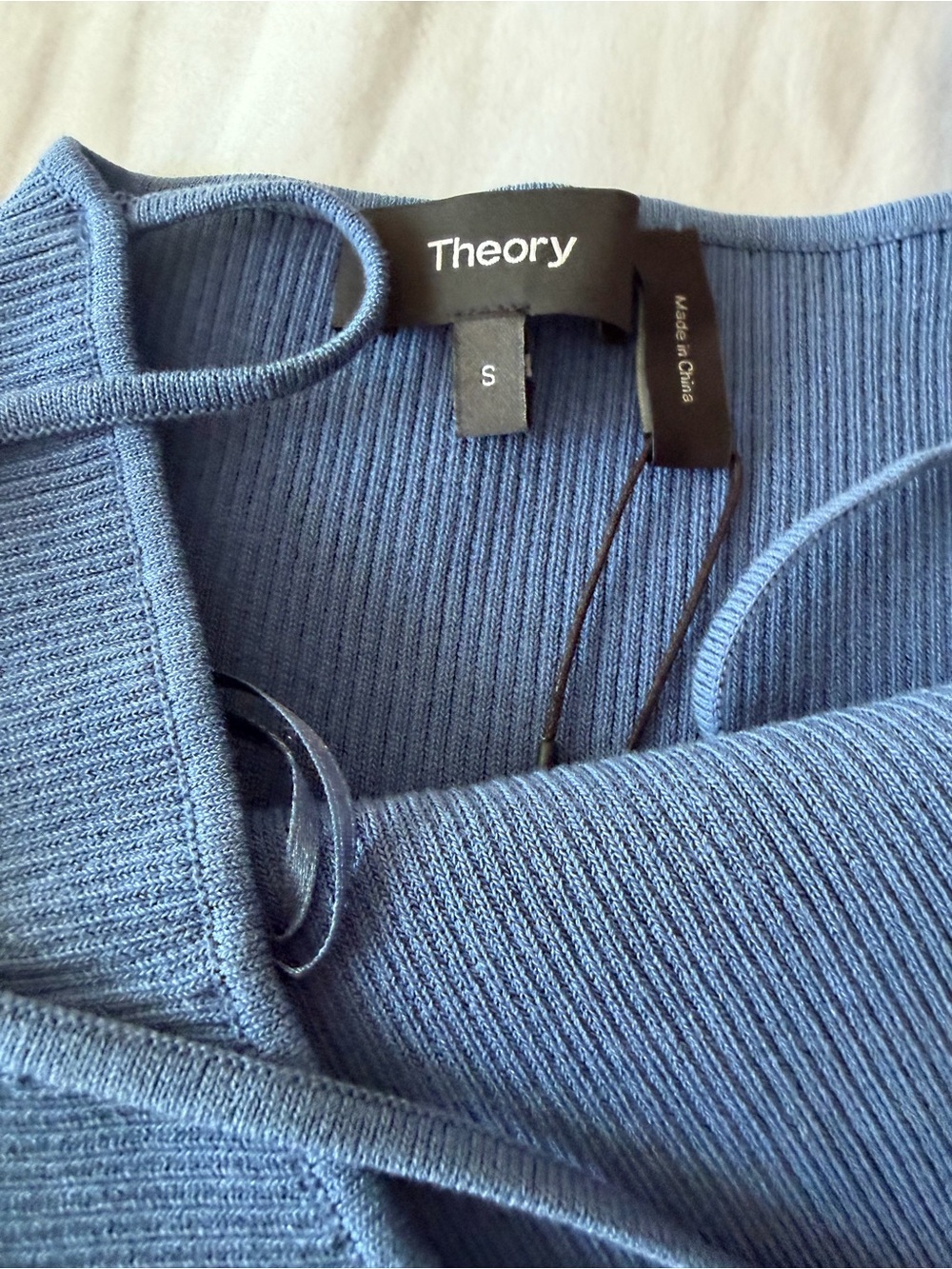 Theory Dusty Blue Ribbed Tank Top - Picture 2 of 8